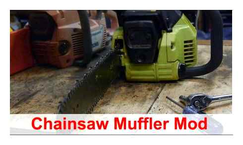 muffler, chainsaw, hands