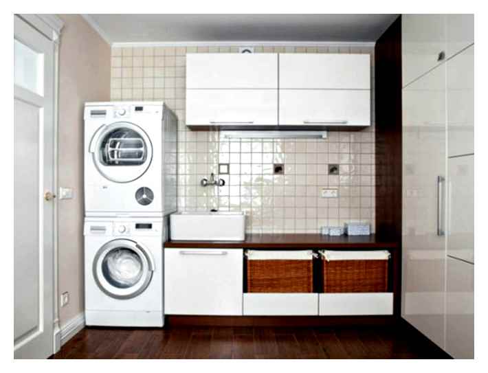 Installing a washer and dryer in a column. is a way to have a whole laundry complex at home, but take up minimal space