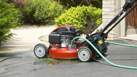 cleaning, riding, lawn, mower